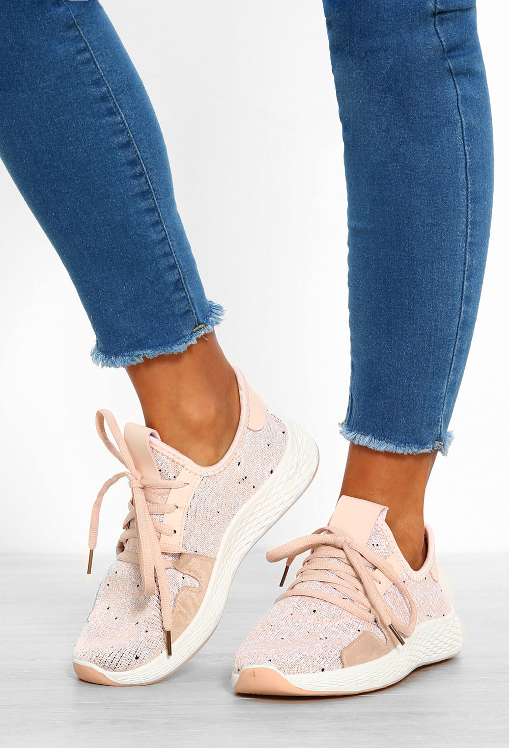 pink knitted trainers