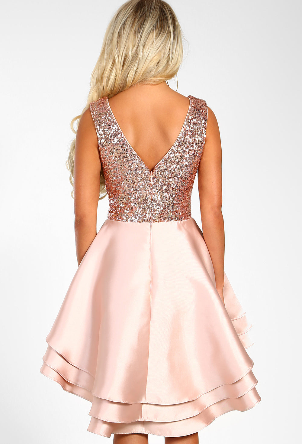 rose gold skater dress