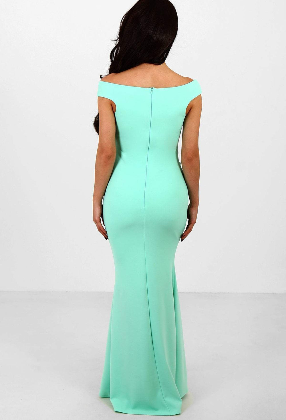 mint green bardot dress