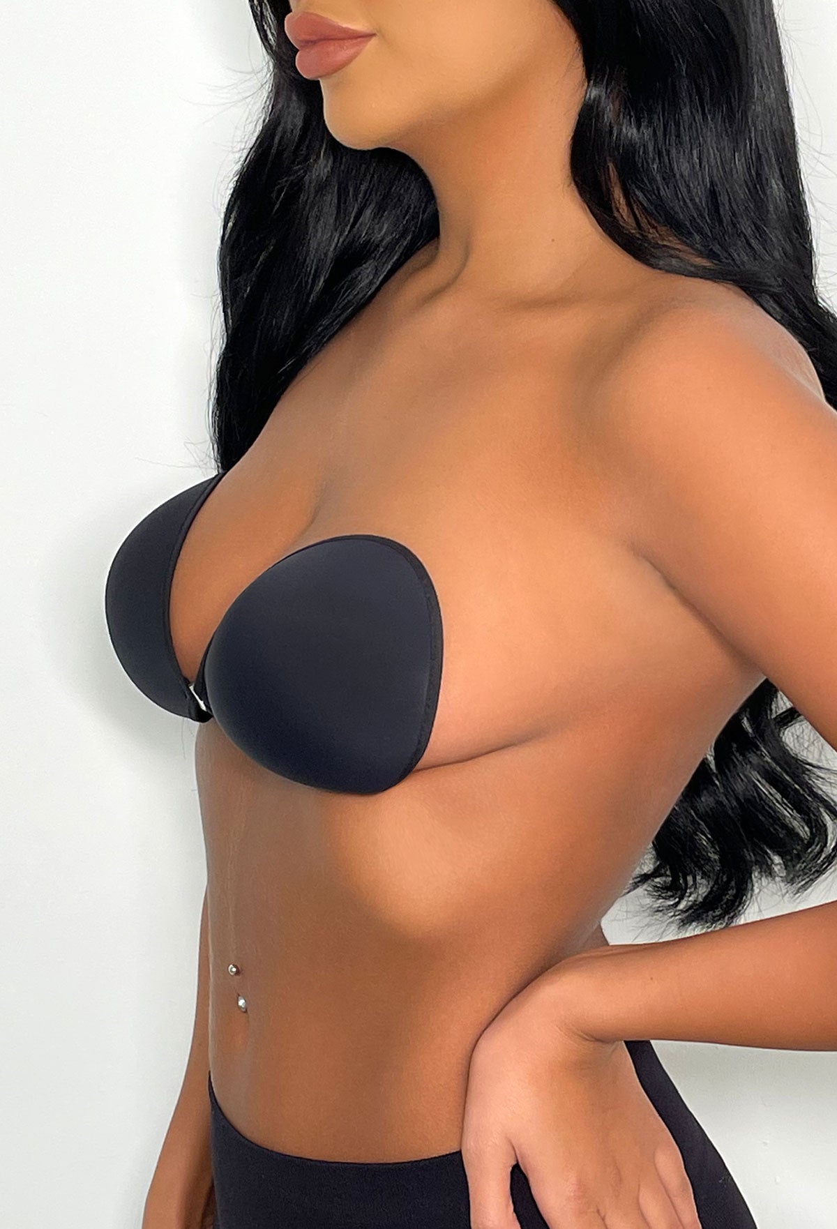 Hidden Stick On Black Silicone Backless Strapless Bra