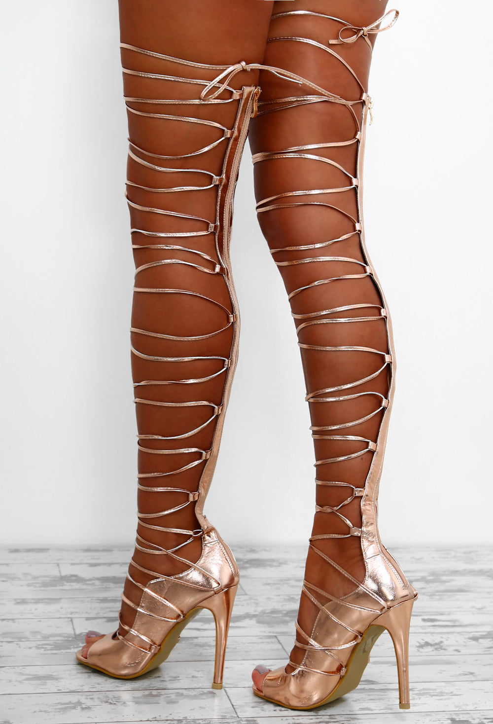 thigh lace up heels