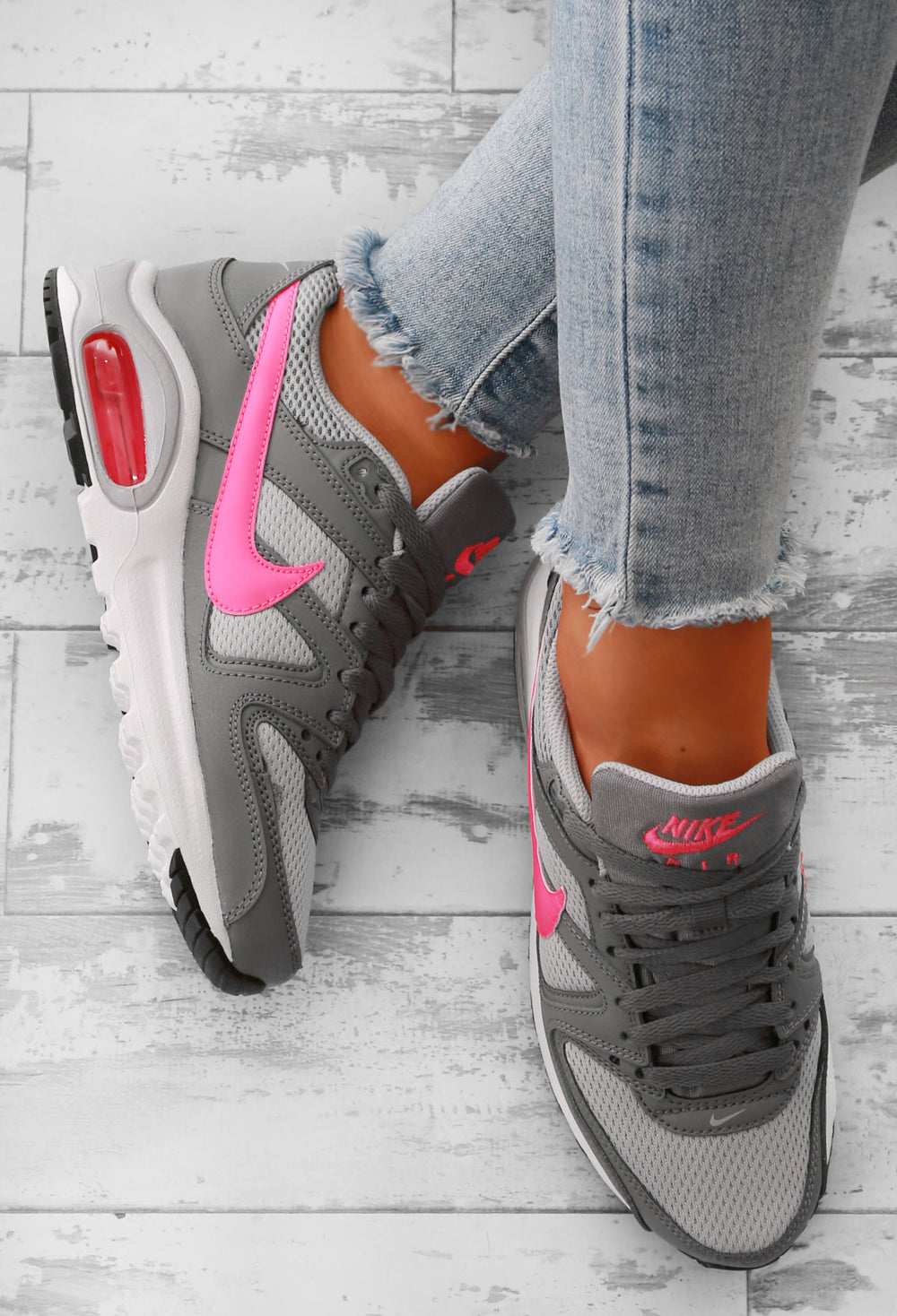 nike air max command grey and pink trainers