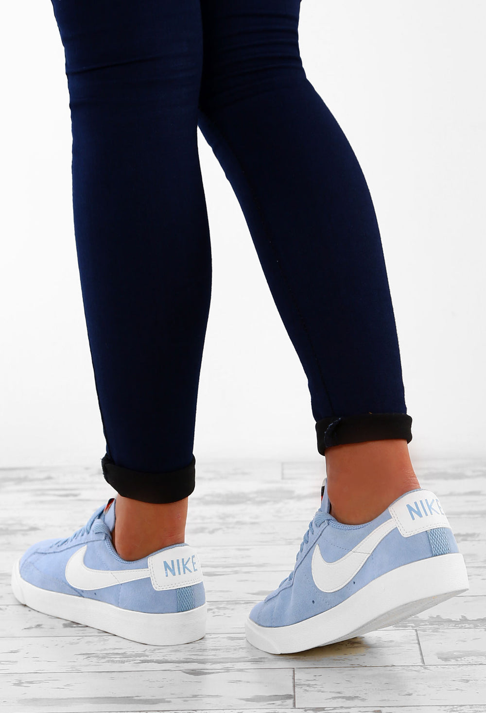 nike blazer leche baby blue suede trainers