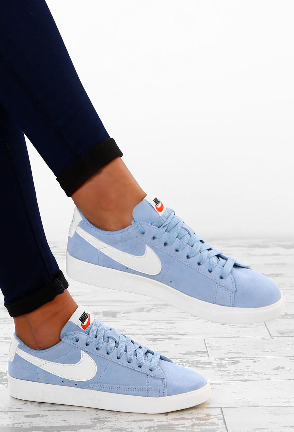 nike blazer leche baby blue suede trainers