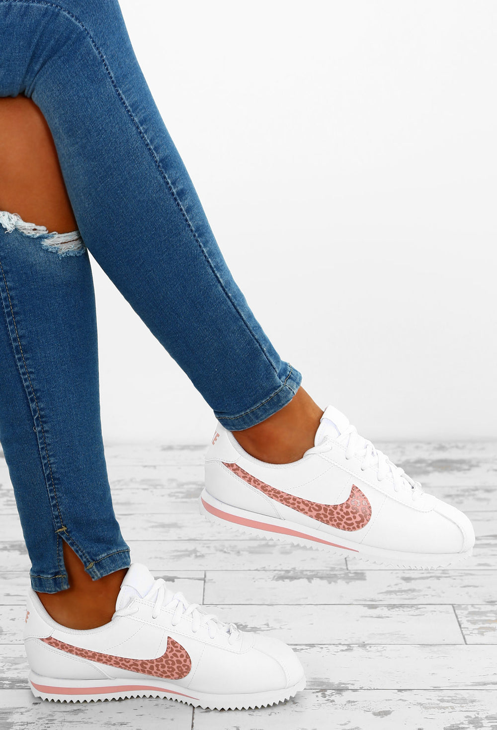 Nike Cortez White and Pink Leopard 