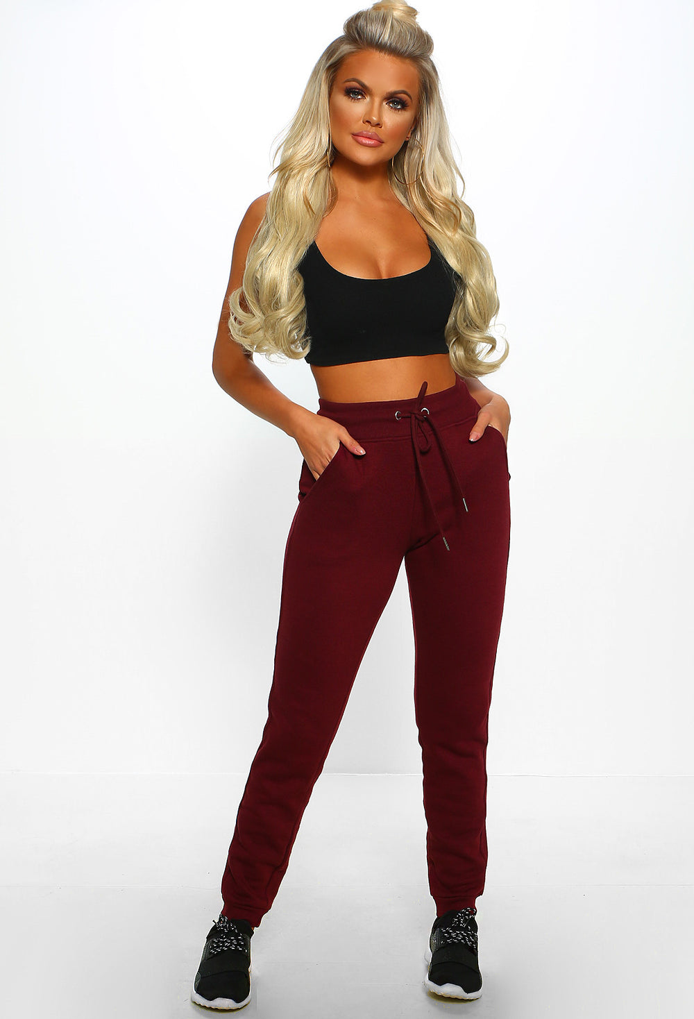 burgundy joggers