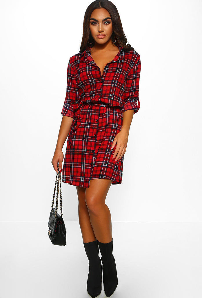 Preach It Babe Red Checked Shirt Dress – Pink Boutique UK