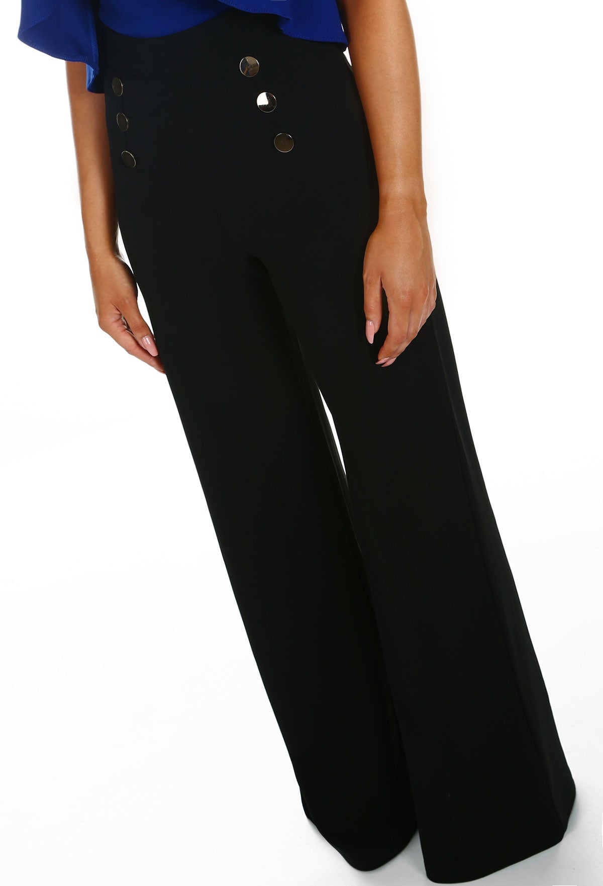 Risky Business Black High Waisted Wide Leg Trousers – Pink Boutique UK