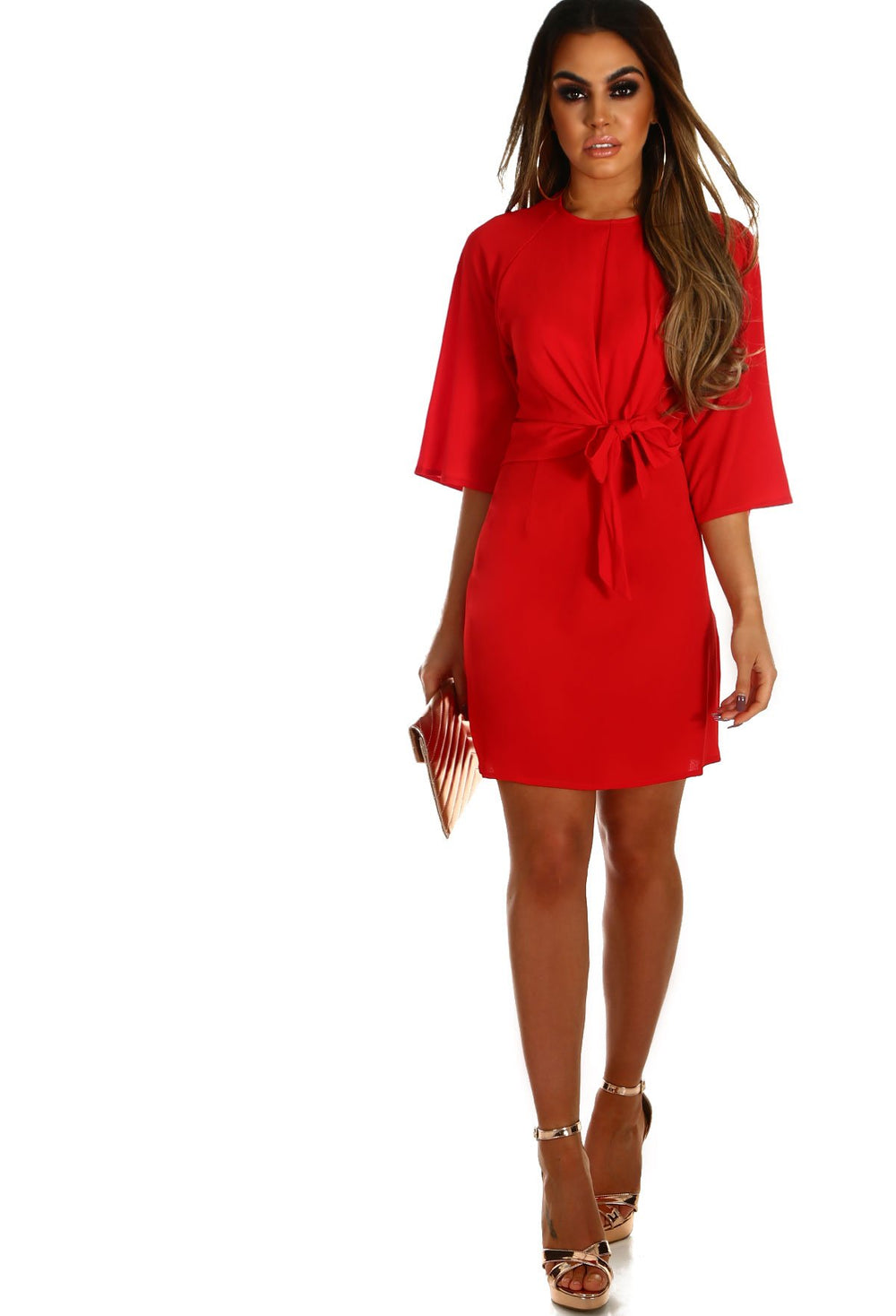 Simply Sexy Red Tie Waist Mini Dress – Pink Boutique UK