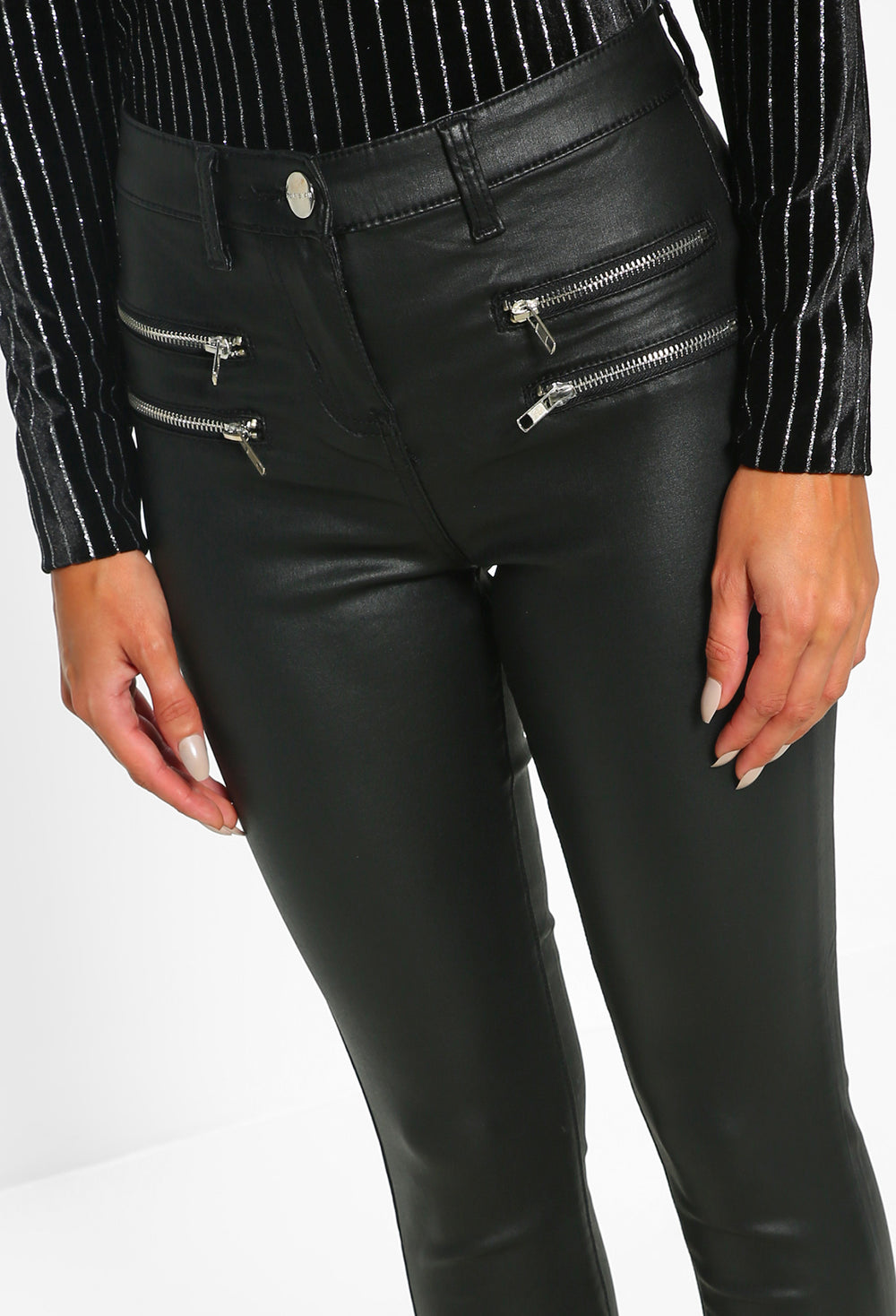 pu black jeans