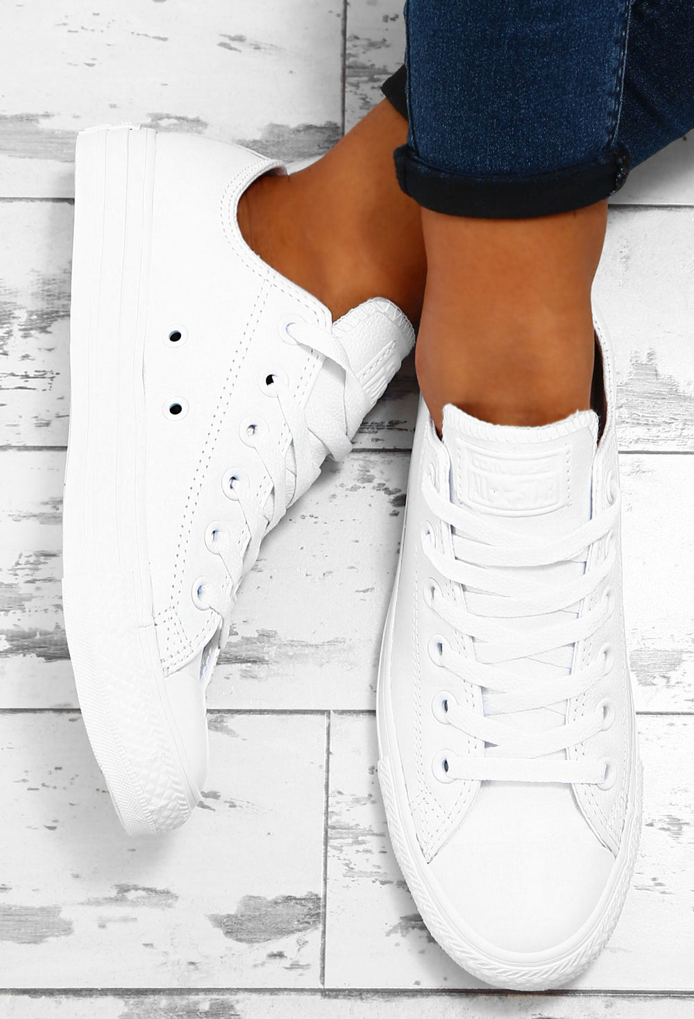 converse white leather trainers ladies