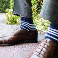 The January Skys  Grey, Blue & White Striped Men's Dress Sock