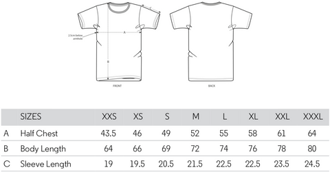 coolafrican T-shirt size guide