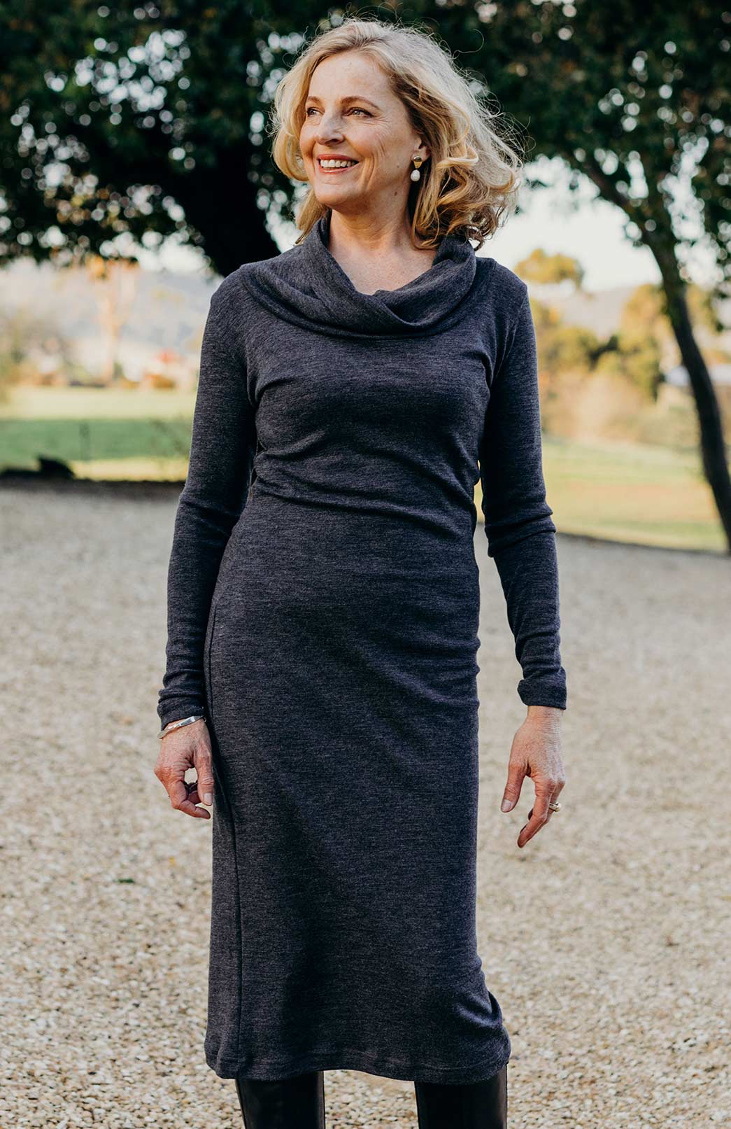 Long Cami Slip Merino Wool Dress