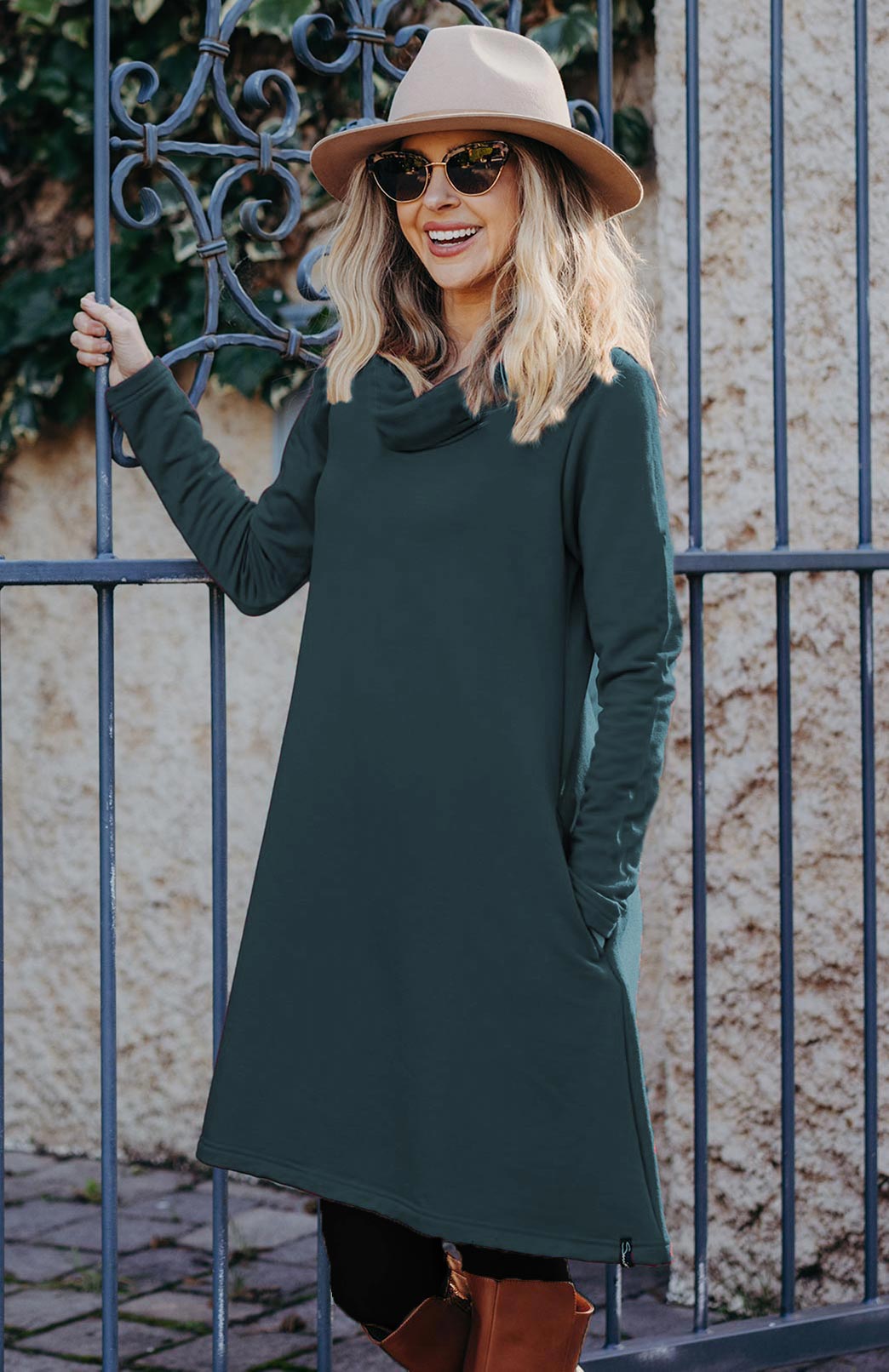 Second: Cowl Neck Swing Dress - Modal Fleece (size 12) - Smitten Merino