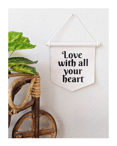 love with all your heart canvas banner