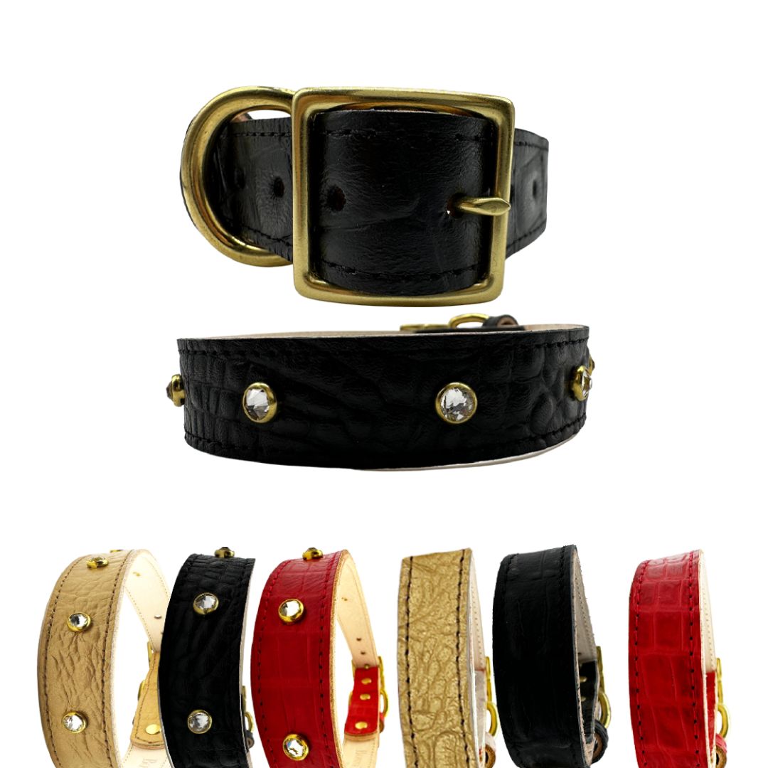 Croc Leather Dog Collar-image-3