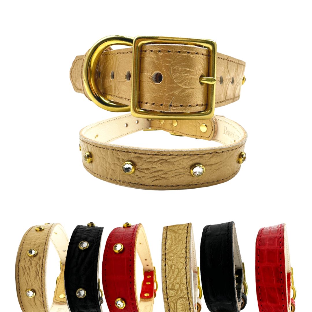 Croc Leather Dog Collar-image-4