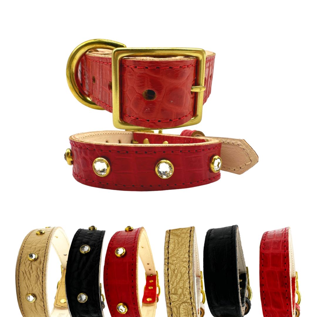 Croc Leather Dog Collar-image-5