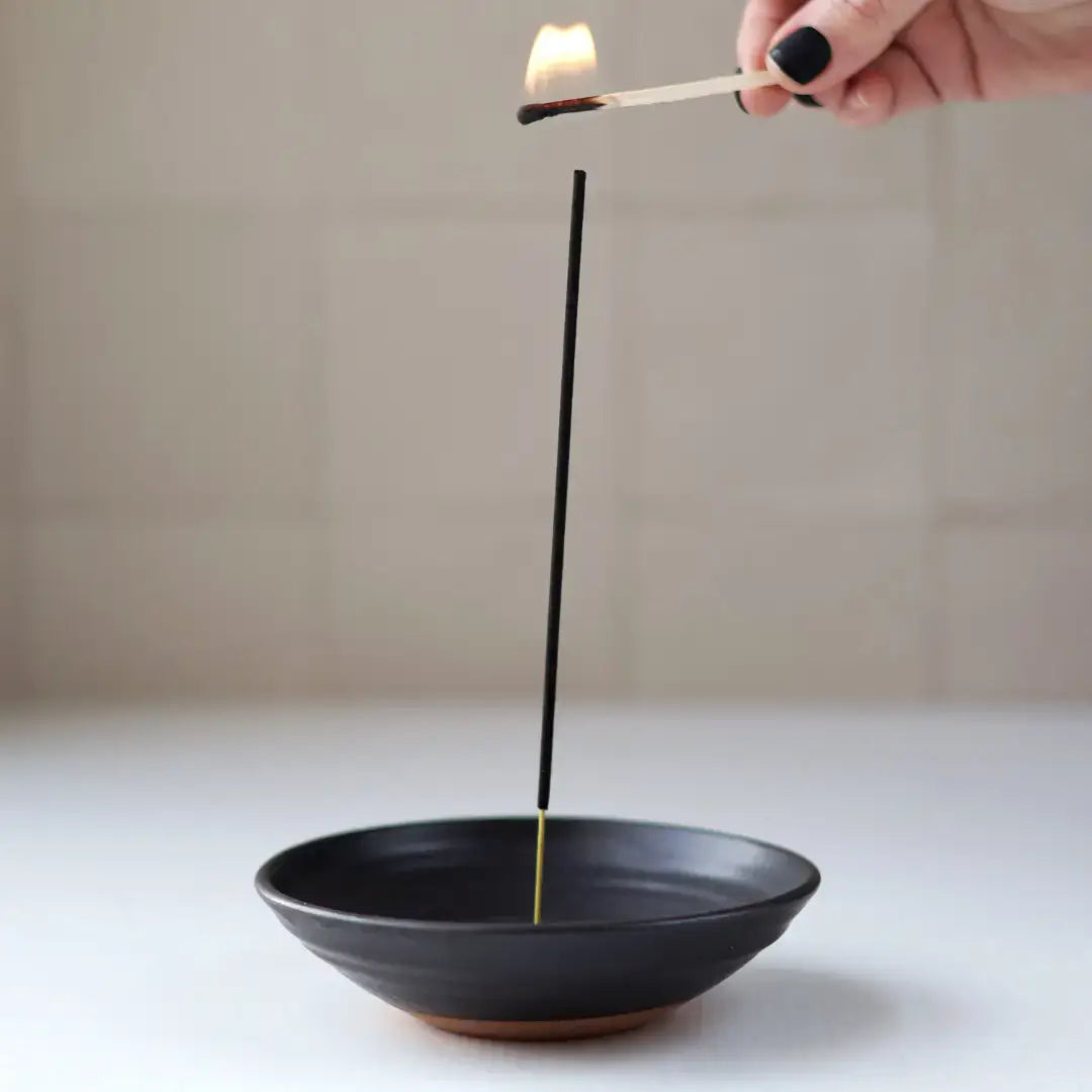 Ceramic Incense Burner- Black, Sage or White Glaze