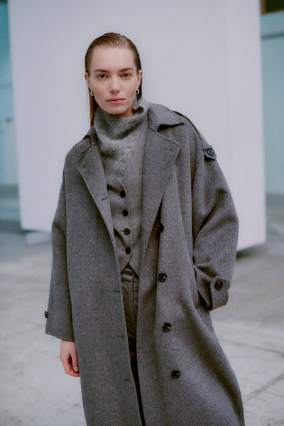 Second Female grey wool trench coat