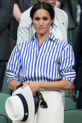 Meghan Markle Blue And White Striped Shirt Wimbledon 2018