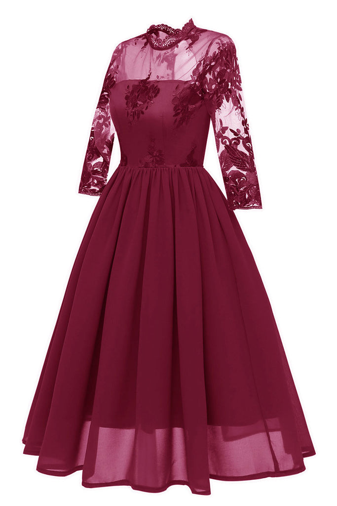 Burgundy Cut Out A-line Homecoming Dress With Appliques