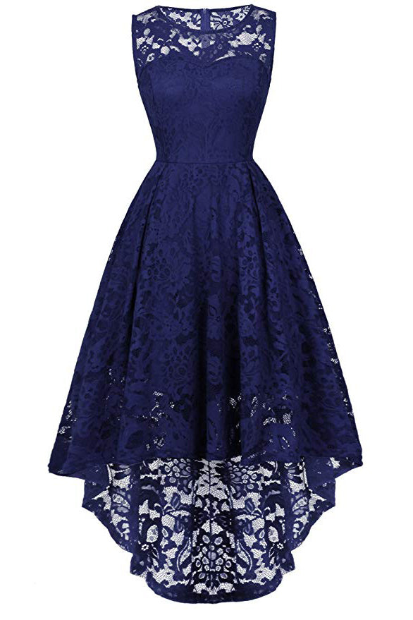 navy lace sleeveless dress