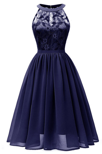Burgundy Sleeveless A-line Lace Prom Dress – Mislish