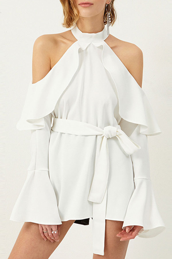 halter off shoulder dress