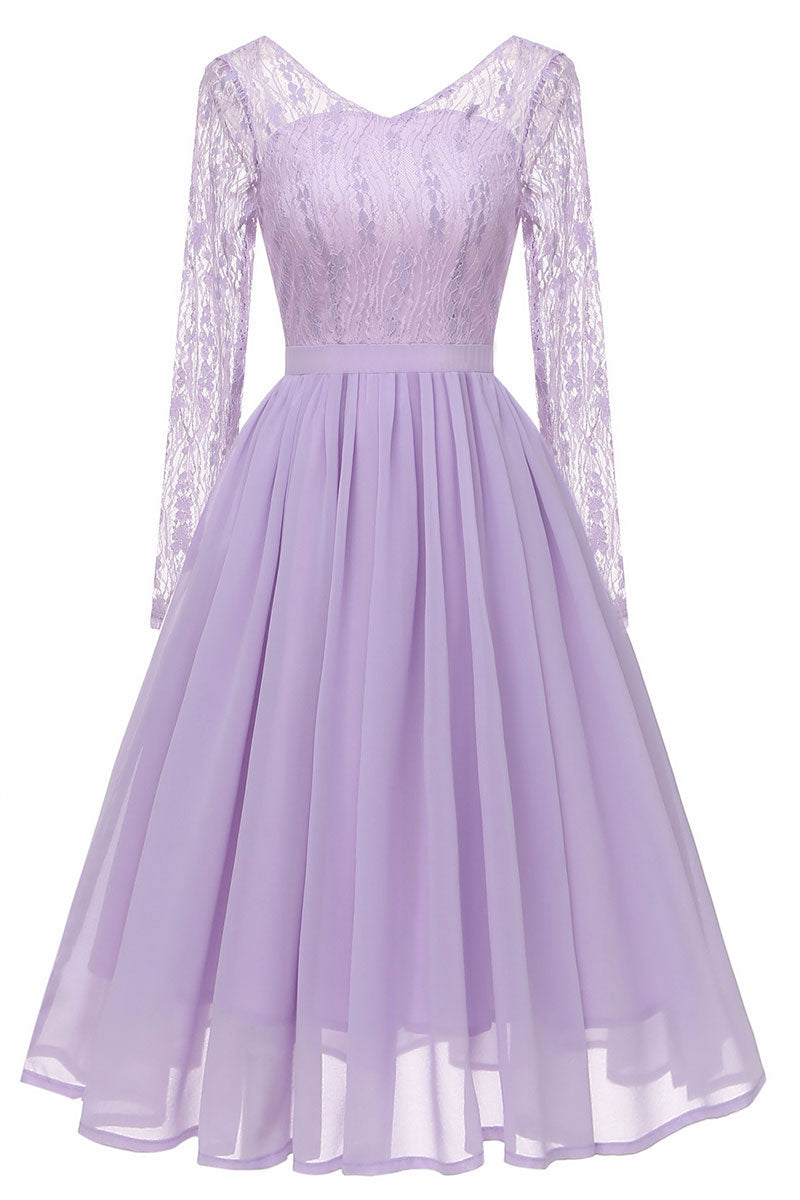 long sleeve lavender dress