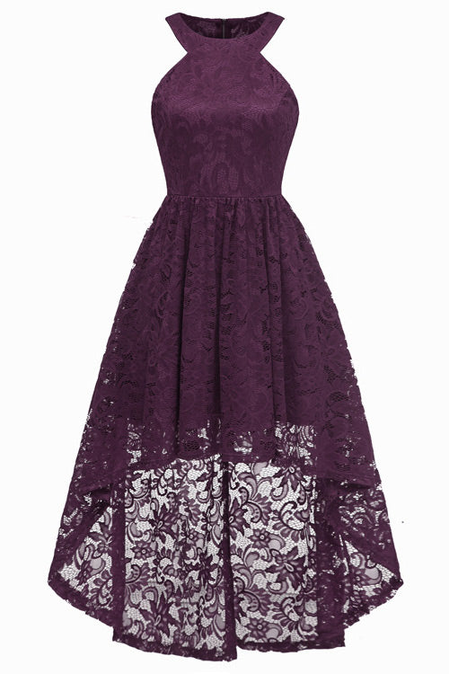 dark purple high low dress