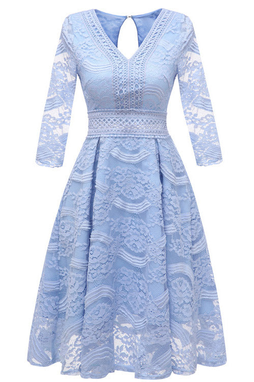 lace sky blue dress