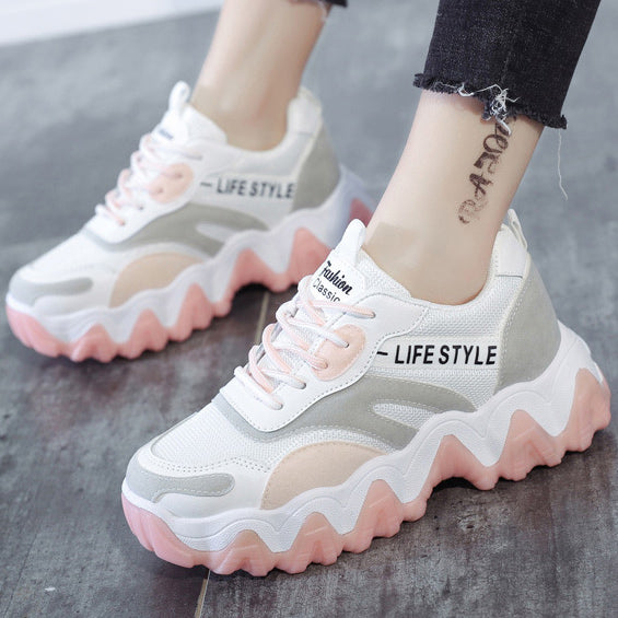 lace up chunky sole sneakers