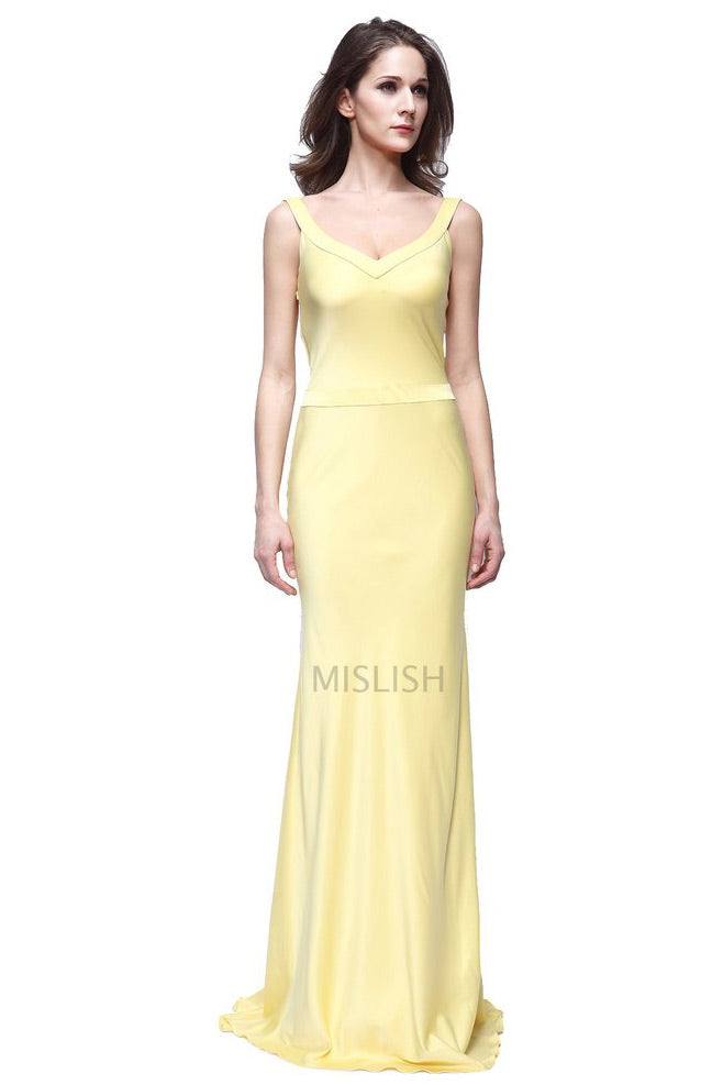 yellow long party dress
