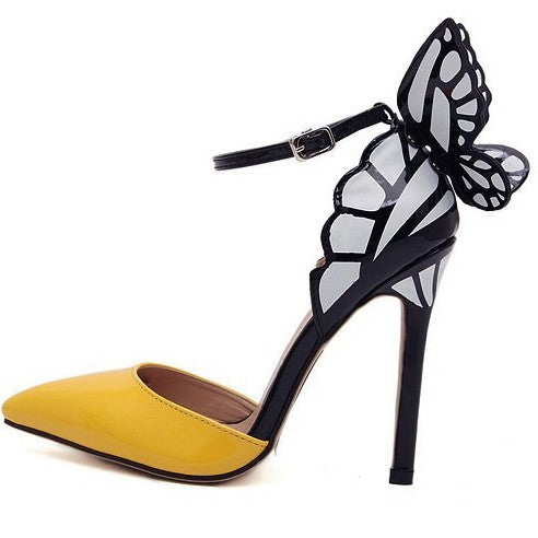 high heels with wings on the back