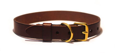 Dark brown Italian leather collar