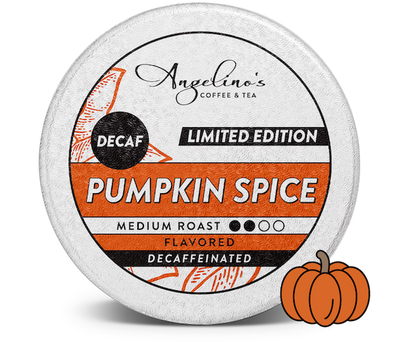 Angelino's Decaf Pumpkin Spice flavored coffee