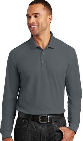 Custom Embroidered Polo - Port Authority Long Sleeve Core Classic Pique Polo
