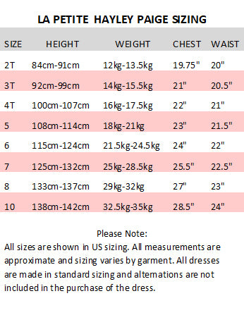 Hayley Size Chart