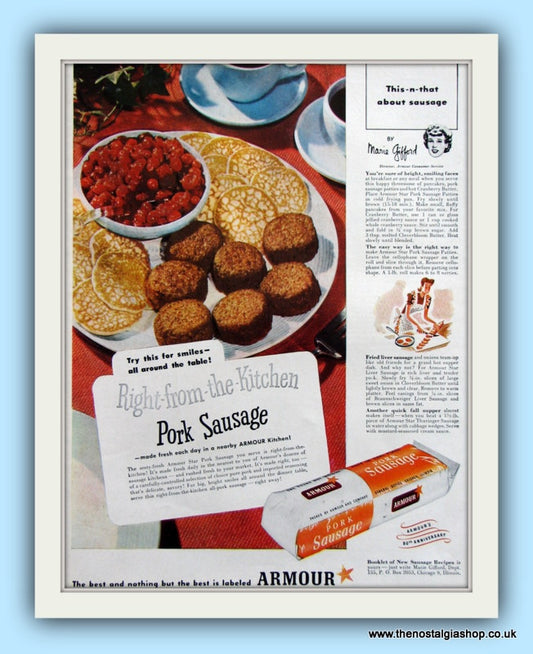 1937 Ad Armour Star Pure Pork Sausage Links Breakfast - ORIGINAL MCC4 –  Period Paper Historic Art LLC