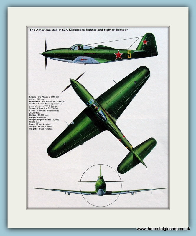 American Bell P 63a Kingcobra Fighter Aircraft Print Ref Pr555 The Nostalgia Shop