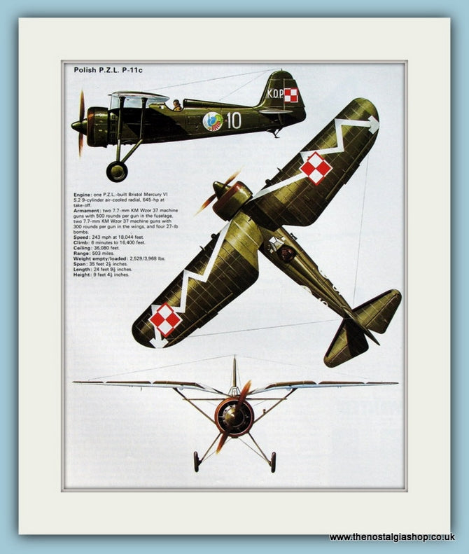 Polish P Z L P 11c Aircraft Print Ref Pr5 The Nostalgia Shop