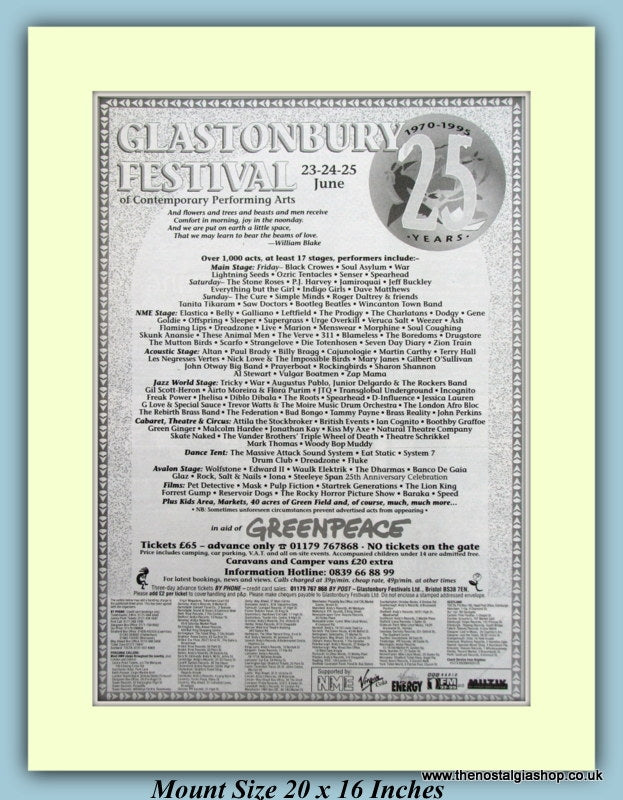 Glastonbury Festival 25 Years 1995 Original Advert (ref AD9035) – The  Nostalgia Shop