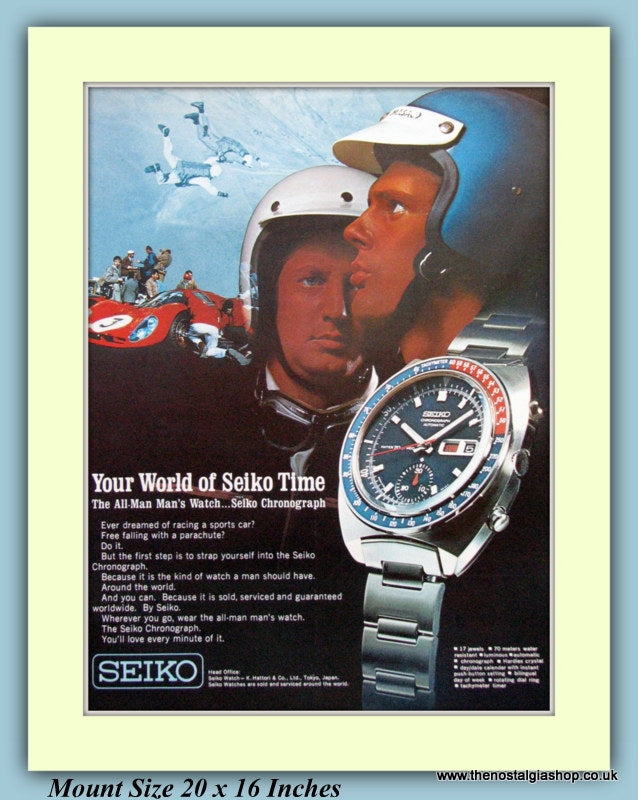 Seiko Chronograph Watch Original Advert 1970 (ref AD9375) – The Nostalgia  Shop