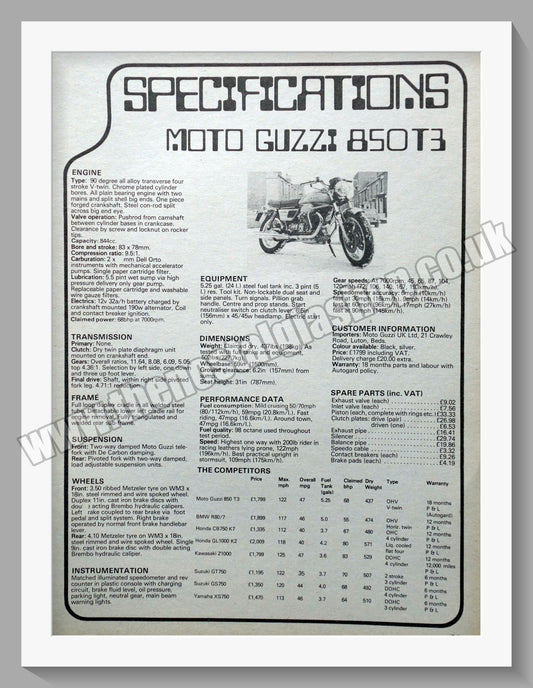 Moto Guzzi 850 Le Mans Motorcycle. Original Advert 1978 (ref