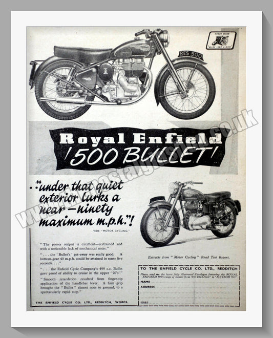 Royal Enfield 350 Bullet Motorcycle. Original Advert 1950 (ref AD57373 –  The Nostalgia Shop