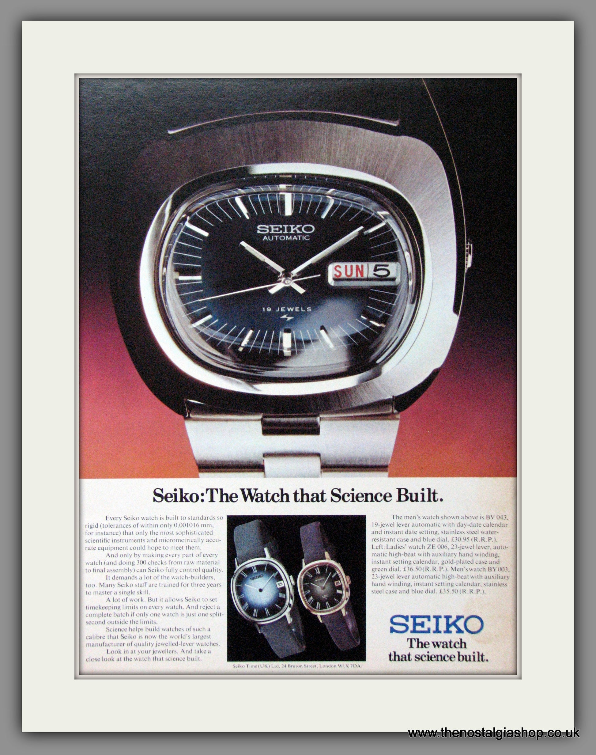 Seiko Watches. Original Advert 1972 (ref AD54478) – The Nostalgia Shop