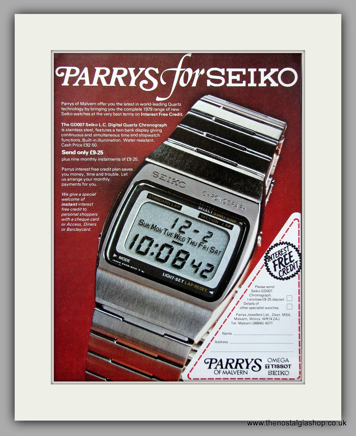 Parrys Seiko GD007  Quartz Chronograph Watche Original Adve –  The Nostalgia Shop