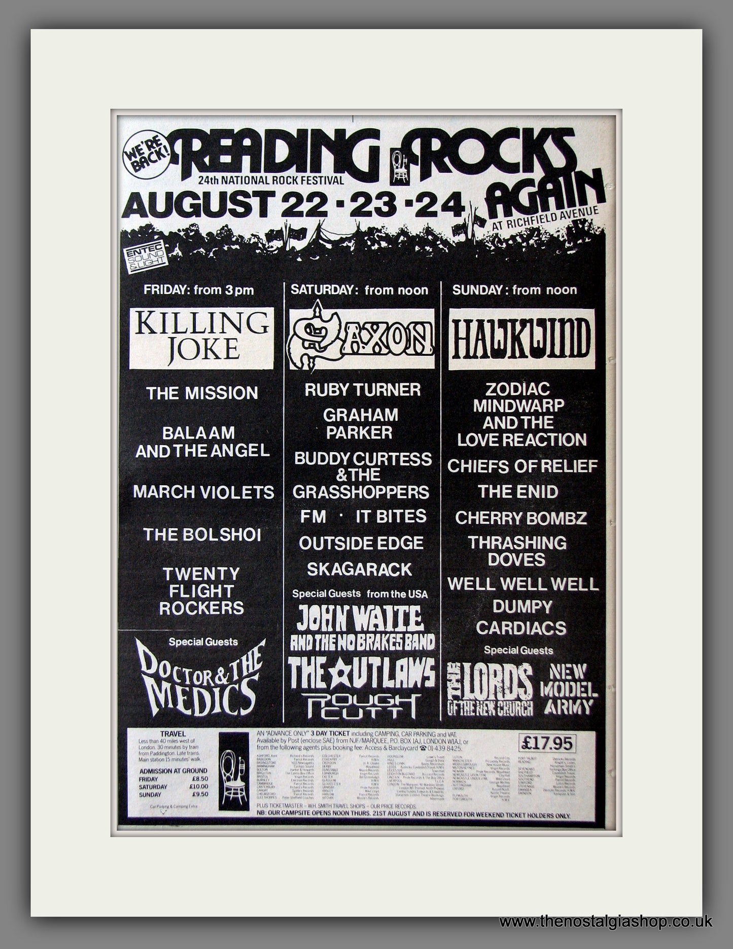 Reading Rock 1986. Hawkwind. Original Music Advert 1986 (ref AD55504) – The  Nostalgia Shop